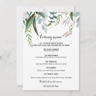 Charme Tropical Floral et Verdure Menu de baiser