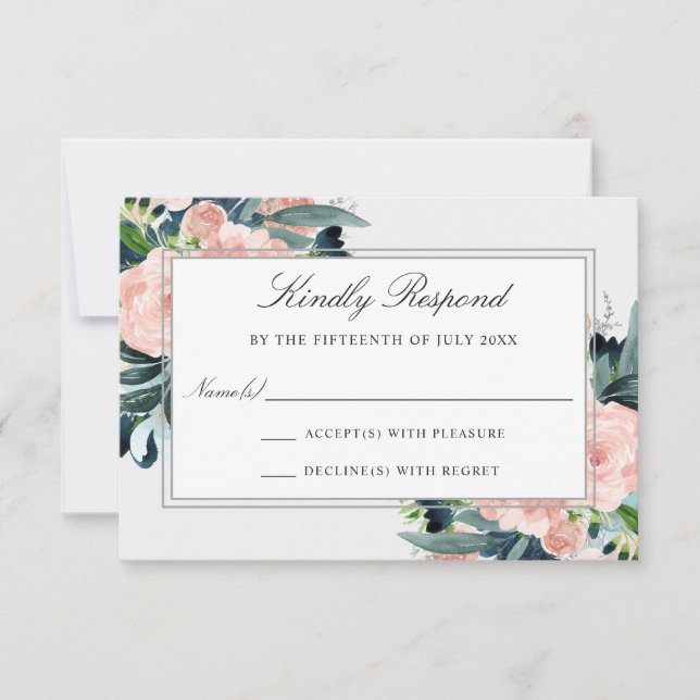 Charmed Watercolor Floral Wedding RSVP (Front)