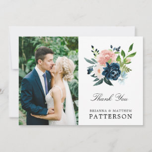 Charmed Wedding Photo Floral Thank You Card