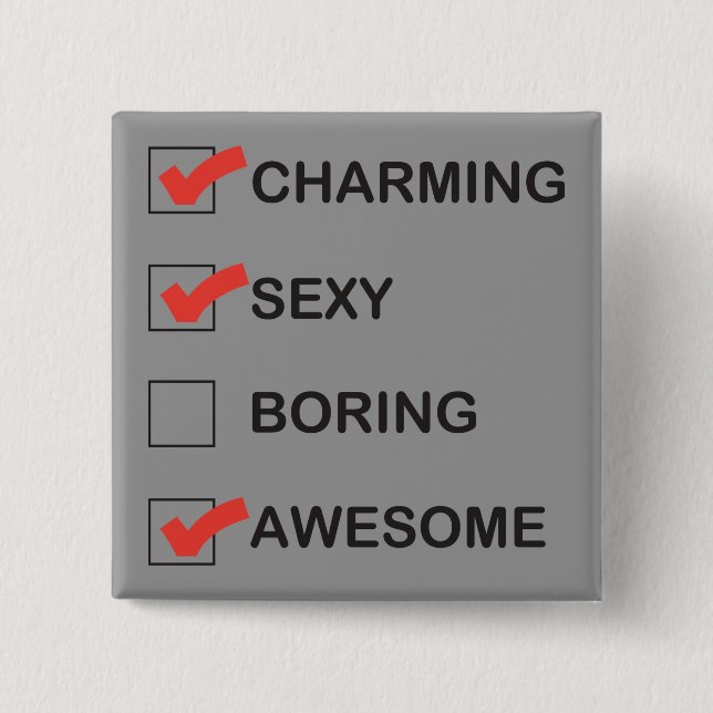 Charming 2 Inch Square Button (Front)