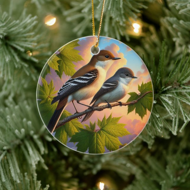 Charming Alder Flycatcher Bird Keepsake Ceramic Ornament (Creator Uploaded)