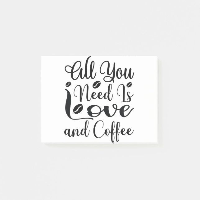 Charming "All You Need Is Love and Coffee" Art Post-it Notes (Front)