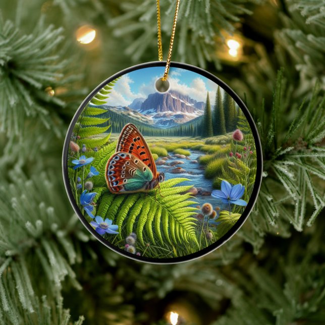Charming American Copper Butterfly Ceramic Ornament (Creator Uploaded)