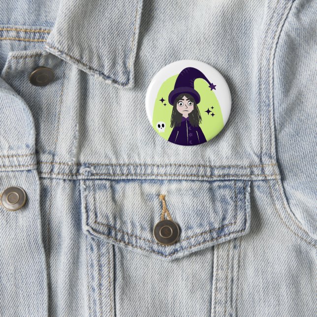Charming Angry Cute Witch 2 Inch Round Button (In Situ)
