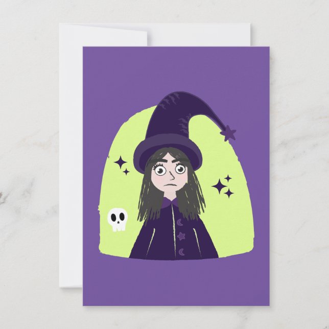 Charming Angry Cute Witch Holiday Card (Front)