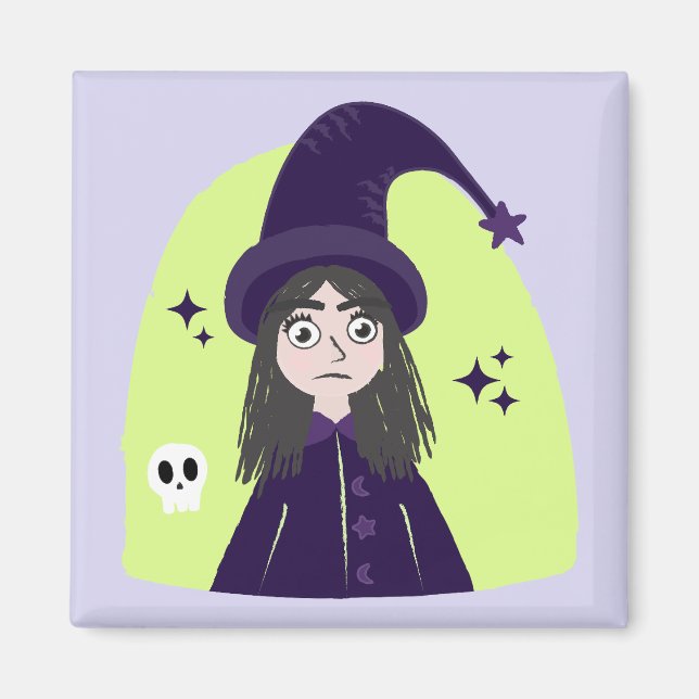 Charming Angry Cute Witch Magnet (Front)