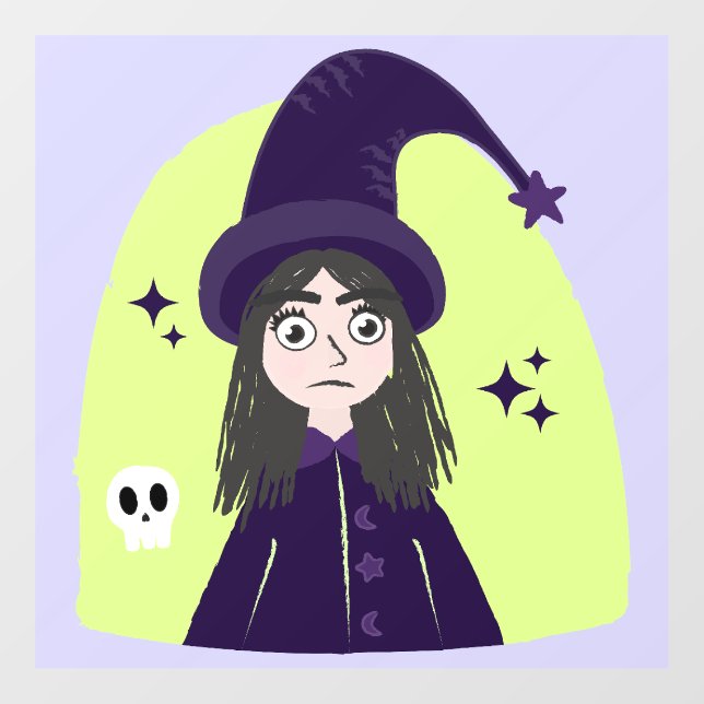 Charming Angry Cute Witch Window Cling (Sheet)