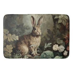 Charming Antique Hare in Lush Forest  Bath Mat