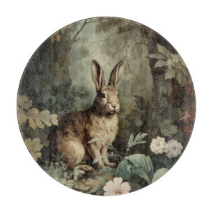 Charming Antique Hare in Lush Forest Cutting Board