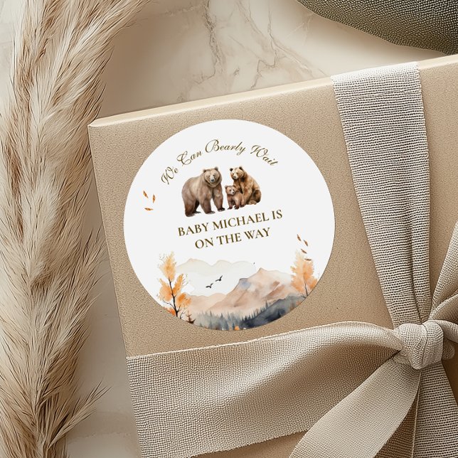 Charming Autumn Woodland Bear Family Classic Round Sticker (Creator Uploaded)