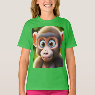 Charming Baby Baboon Cartoon T-Shirt Design for Ki