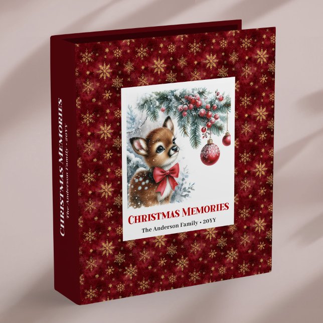 Charming baby fawn christmas scene family name  binder (Charming baby fawn christmas scene family name ring binder

)