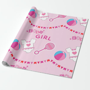 Charming Baby Girl Baby Shower & Newborn Wrapping Paper