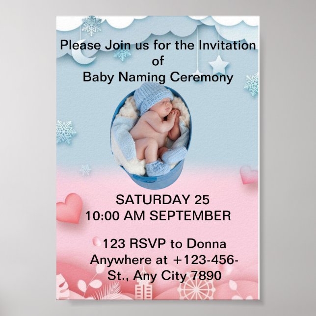 Charming Baby Naming Ceremony Invitation  Poster (Front)