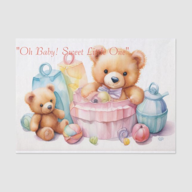 Charming Baby Shower : Pastel Hues teddy bears  Tissue Paper (Front)