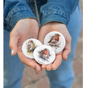 Charming Backyard Robin, custom 2 Inch Square Button