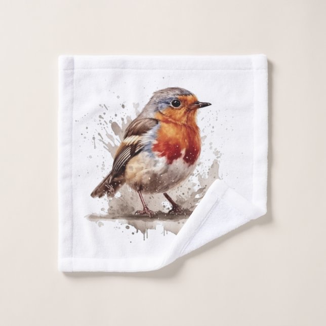 Charming Backyard Robin, custom Bath Towel Set (Wash Cloth)