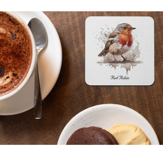 Charming Backyard Robin, custom Glass Coaster (Creator Uploaded)