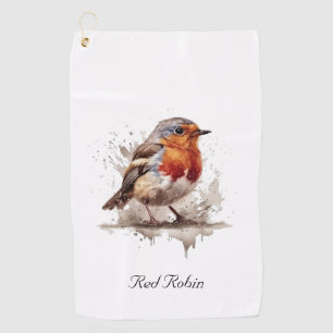Charming Backyard Robin, custom Golf Towel