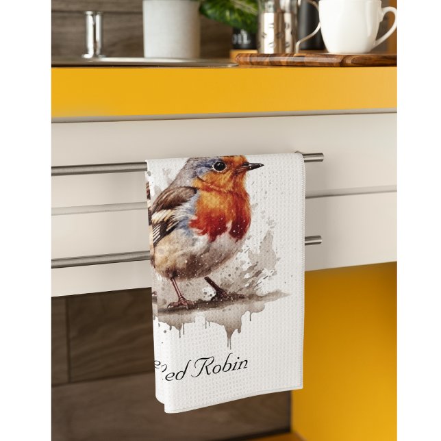 Charming Backyard Robin, custom Kitchen Towel (Creator Uploaded)