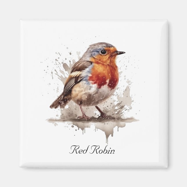 Charming Backyard Robin, custom Magnet (Front)