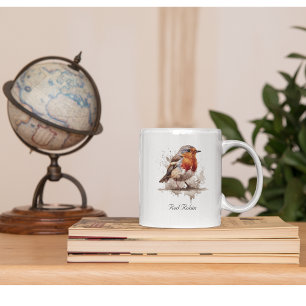 Charming Backyard Robin, custom Two-Tone Coffee Mug
