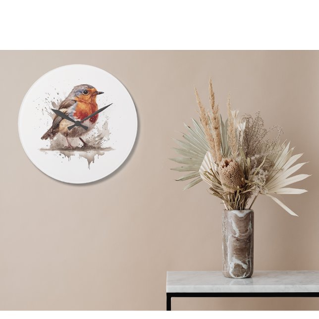 Charming Backyard Robin Large Clock (Creator Uploaded)