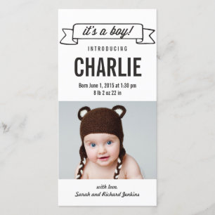 Charming Banner Baby Boy Birth Announcement