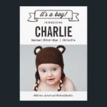 Charming Banner Birth Announcements - Boy<br><div class="desc">Welcome your little bundle of joy with these fun and modern birth announcements from berryberrysweet.com. Also available in other colours. Matching items available on our store or upon request. Have questions?</div>