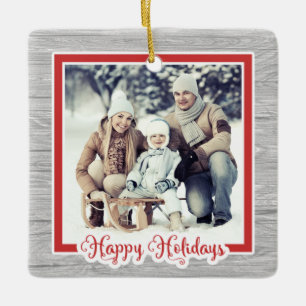 Charming Barnwood Instagram Photo Christmas Ceramic Ornament