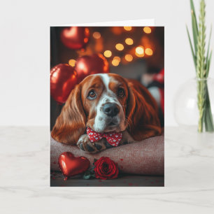 Charming Basset Hound Valentine's Day Card