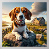 Charming Beagle in a Rustic Countryside Scene