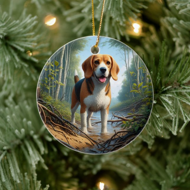 Charming Beagle Keepsake Ceramic Ornament (Creator Uploaded)