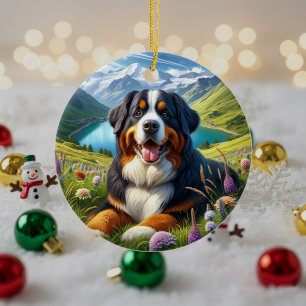 Charming Bernese Mountain Dog Keepsake Ceramic Ornament