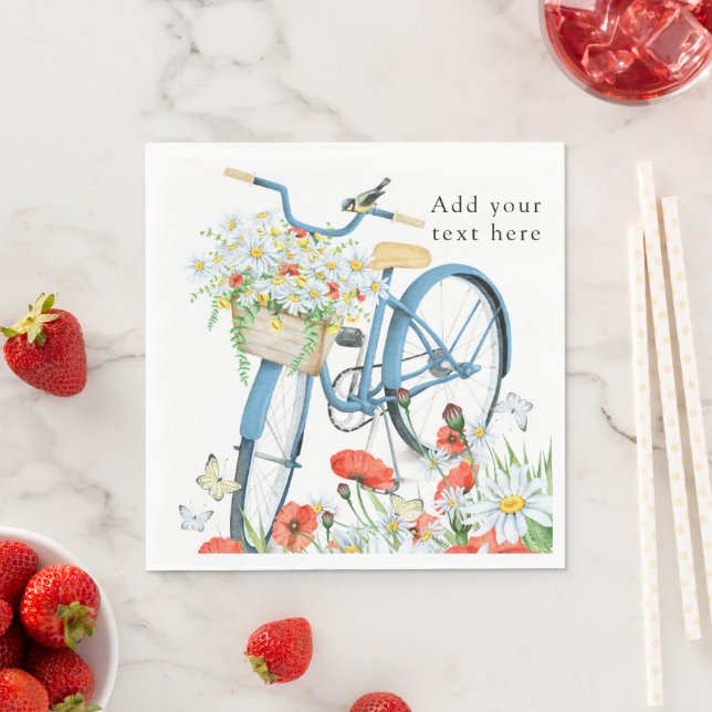 Charming Bicycle Flowers Nature Napkin (Insitu)