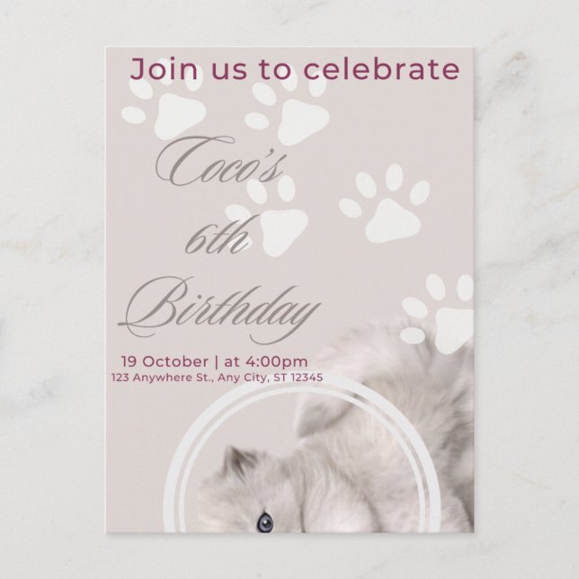 Charming  Birthday Invitation | Customizable Postcard (Front)