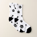 Charming Black and White Paw Print Socks<br><div class="desc">Charming Black and White Paw Print Socks</div>