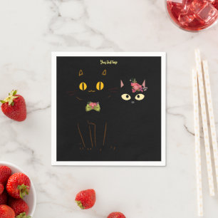 Charming Black Cats Yellow Eyes  Napkin