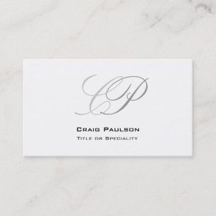 Charming Black White Grey Monogram Business Card