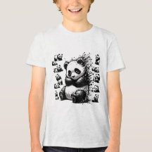 Charming Black & White Watercolor Panda T-Shirt 