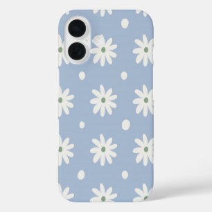 Charming Blue Daisy and Polkadot iPhone 16 Case