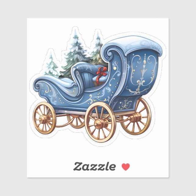 Charming Blue Festive Christmas Carriage (Sheet)