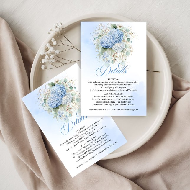 Charming Blue Hydrangea Wedding details card (Charming Blue Hydrangea Wedding details card)