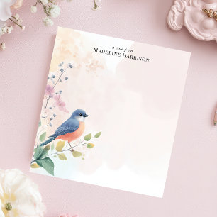 Charming Bluebird Branch Personalized Name Notepad
