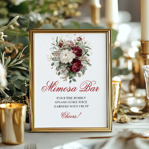 Charming Blush Burgundy Mimosa Bar 8x10 Sign