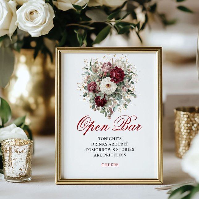 Charming Blush Burgundy Open Bar Wedding Poster (Charming Blush Burgundy Open Bar Wedding Poster)
