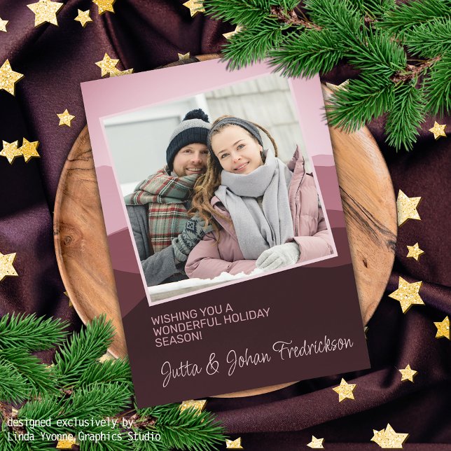 Charming Blush Pink Abstract Seasons Greetings Holiday Card (Creator Uploaded)