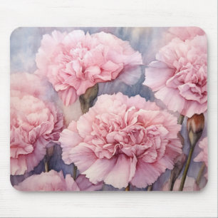 Charming Blush Pink Carnation Watercolor Art Mouse Pad