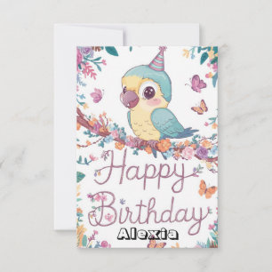 Charming Boho Parrot Digital Birthday  Card