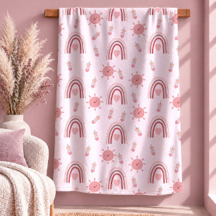 Charming Boho Rainbow Hearts Valentine Gift Blanke Fleece Blanket